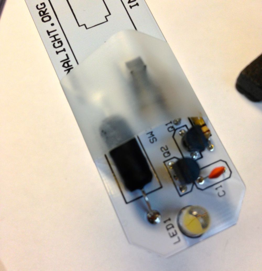 Hint: Use tape to help hold the switch on while soldering.